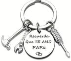 Stainless Steel "Recuerda Que Te Amo Papa" Spanish Phrase Keychain, Father's Day Gift Ideas for Dad, Men's Fashion Car Accessory, Stainless Steel Keychain, Fathers Day Gift Ideas