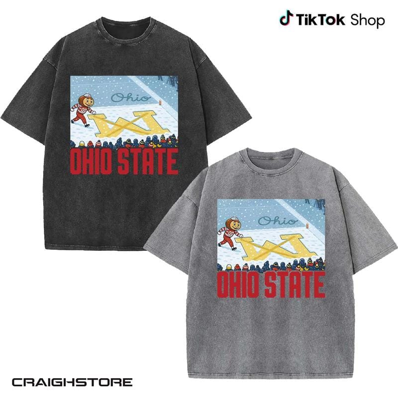 Ohio vs. Michigan Rivalitäts-Shirt, Ohio-Schriftzug auf großem M-T-Shirt, Buckeye-Fan-T-Shirt „Erase The M“, Geschenk für OSU-Fans 2025 