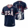 USA Flag Soccer Jersey for Men & Women with Statue of Liberty Graphic V-Neck Athletic Tee