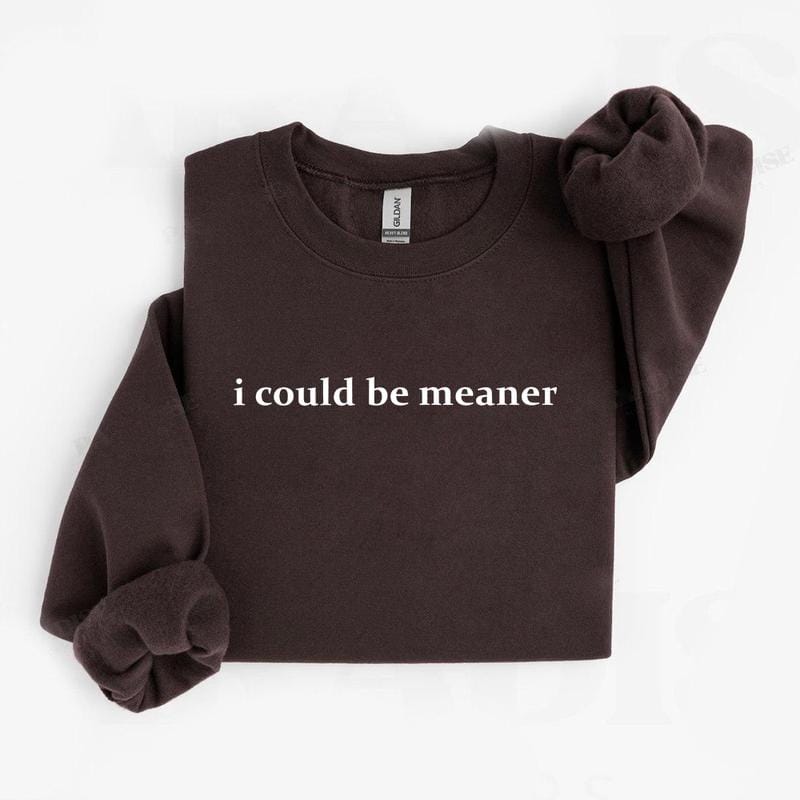 I Could Be Meaner Sweatshirt, Funny Sarcastic Quote Crewneck, Trendy Humor Graphic Top for Women - HARSIN