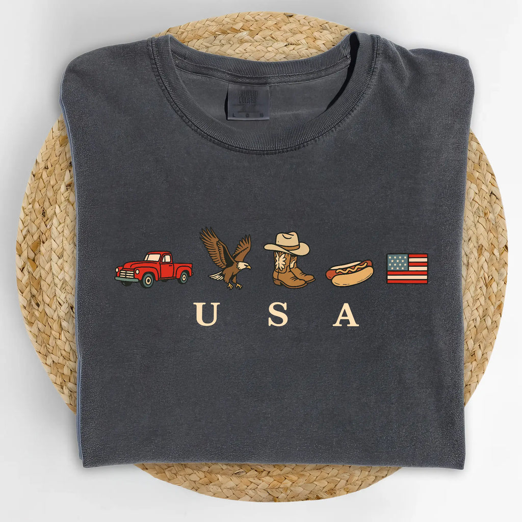 ChicCotton USA Icons Comfort Colors Shirt, American Flag T-shirt, 4th Of July Graphic Tee, Country Clothing, Western Outfits, Independence Day Shirt