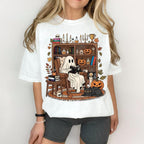 Retro-T-Shirt mit gemütlichem Geistermotiv für Halloween, Sweatshirt mit Adeline-Motiv, Hoodie mit Geistermotiv für die Herbstbibliothek 