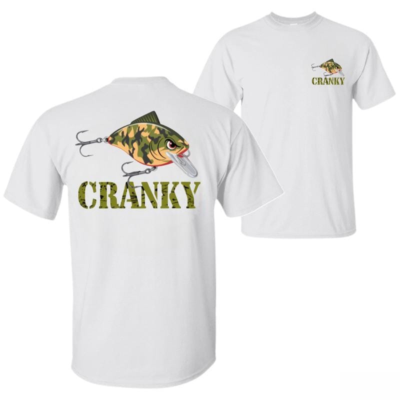 Crankbait-T-Shirt, Grafik-T-Shirt mit Angelködermotiv für Angler, weiches Baumwollmischgewebe, humorvolles Tarnmuster-Angel-Shirt für Herren, Geschenk für Crankbait-Liebhaber 