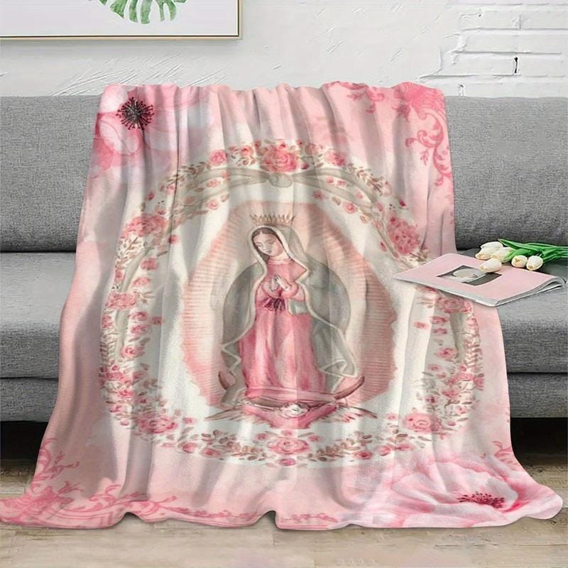 Virgin Mary Printed Flannel Blanket Soft Funny Throw Blanket