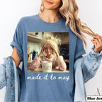Comfort Colors Last Day of School Teacher Doll Face Meme Shirt, Funny End of Year Graphic Tee, “Made It to May” Summer Break T-Shirt for Teachers