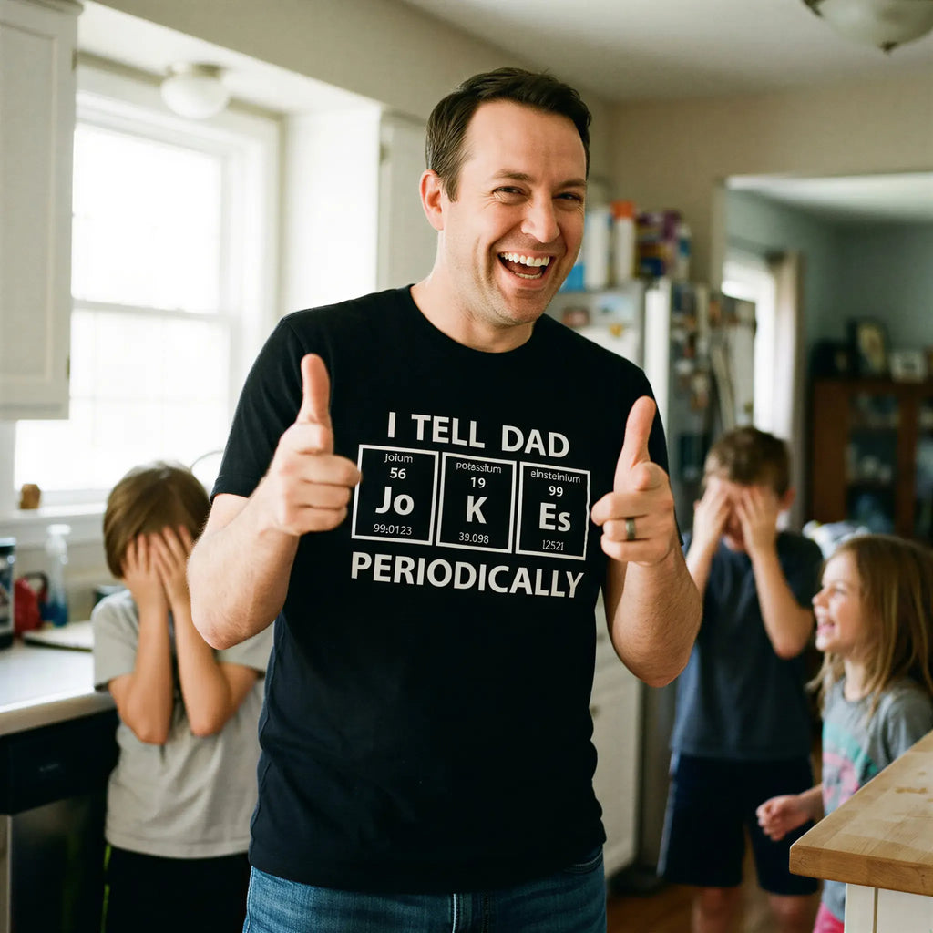 I Tell Dad Jokes Periodically T-Shirt – Funny Science Graphic Tee for Dads & Nerds
