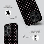 Pink polka dot iPhone case, pink, black