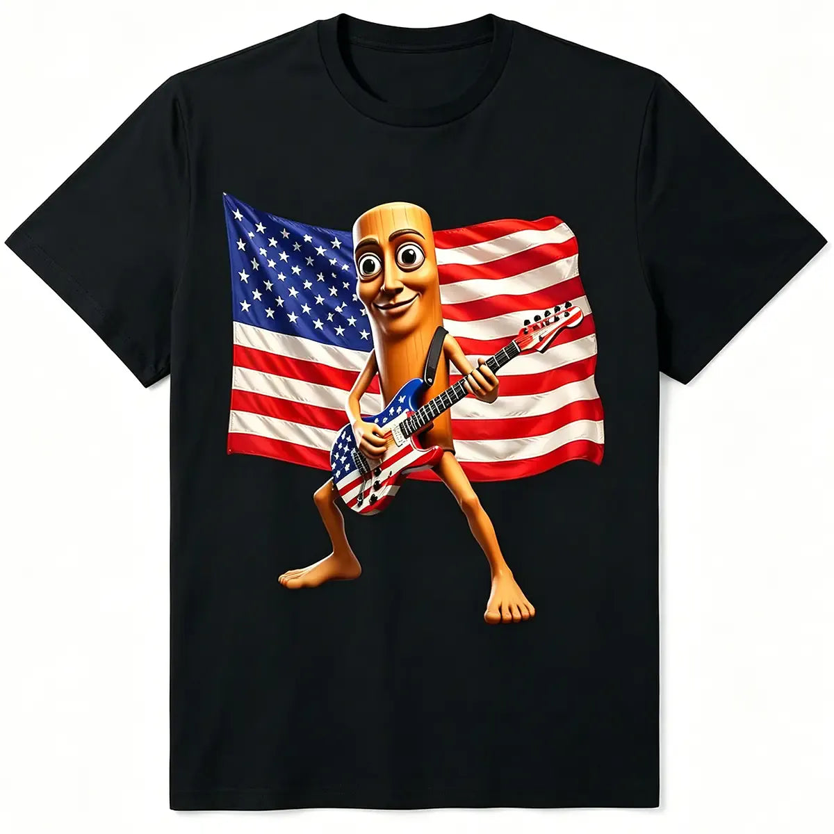 4th of July Shirts, American Flag Guitar Tung Tung Tung Sahur Shirt