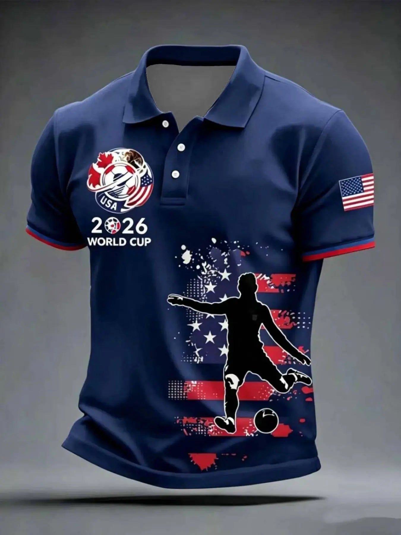 Men's Casual Sports Short Sleeve, 2026 Football & American Flag Pattern, Polyester Fabric Breathable Regular Fit Athletic Top, Athletic Training Apparel, Athletic Shirt