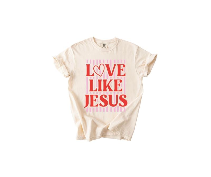Love Like Jesus Preppy Valentine's Day Puff Print Design T-shirt or Sweatshirt