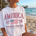 Retro America 4th Of July Shirt Preppy Fourth of July Tshirt Trendy Oversized USA Tee Aesthetic Patriotic Shirt Cute Summer