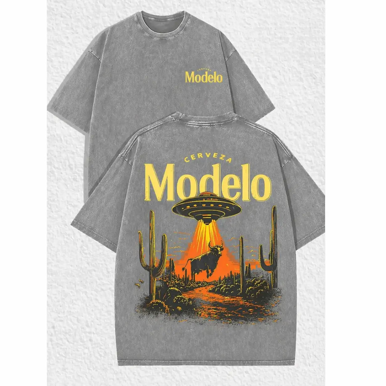 Vintage Cerveza Modelo UFO Abduction Tee | Retro Desert Graphic T-shirt
