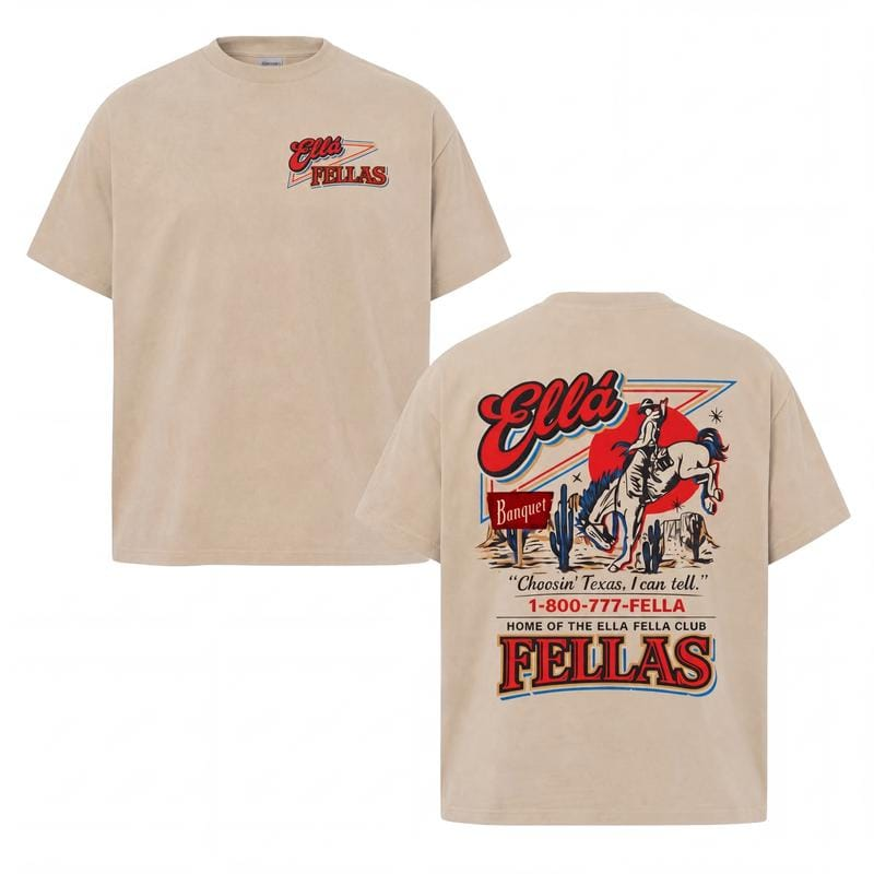 Ella Fella Club Shirt 1-800-777-Fella Dandelion Graphic Choosing Texas Vintage Indie Tee