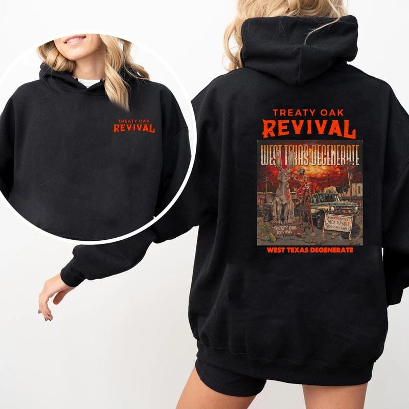 Neuerscheinung: Treaty Oak Revival West Texas Degenerate Hoodie – Country-Rock-Grafik-Hoodies, Western-Vintage-Cowboy-Musik-Sweatshirt, Retro-Band-Merchandise, perfektes Geschenk für Musikliebhaber 