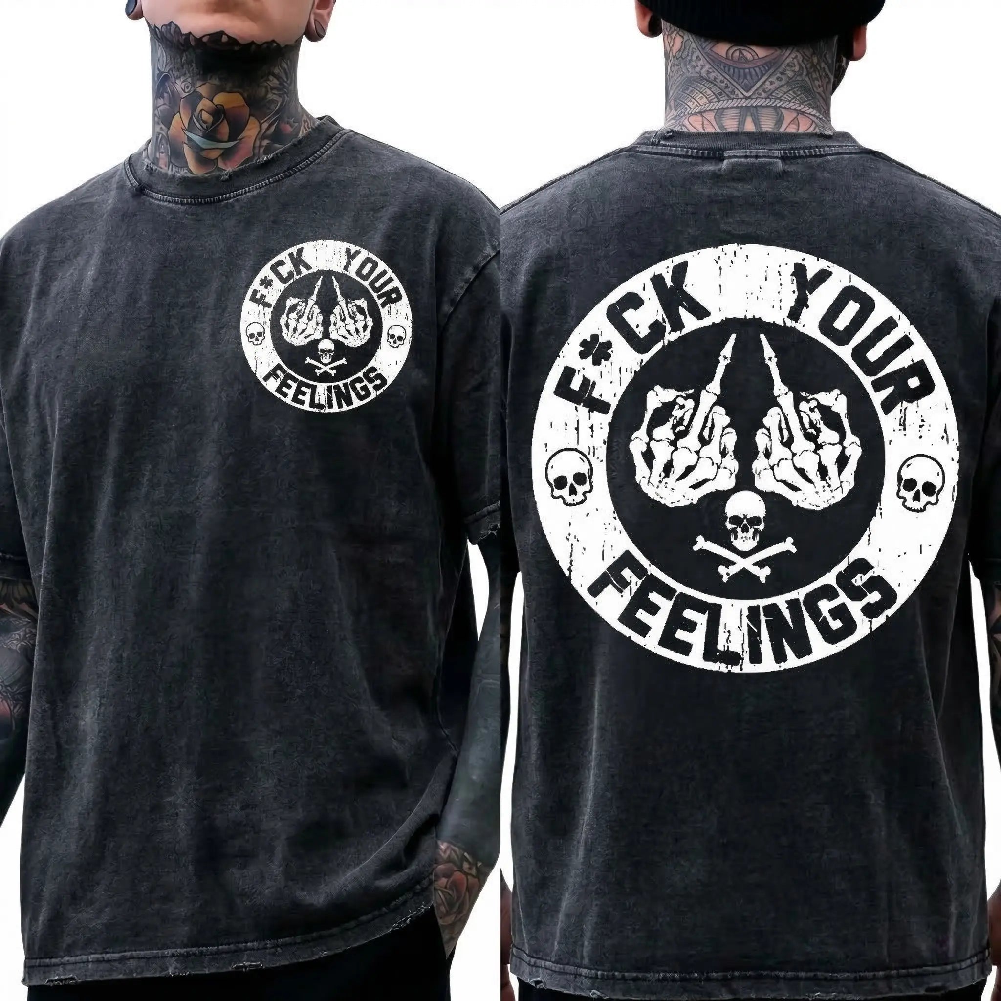 F*ck Your Feelings Skull Tee - Bold Statement Graphic T-shirt | Limited Edition Streetwear Casual Angel graphic tee shirts men