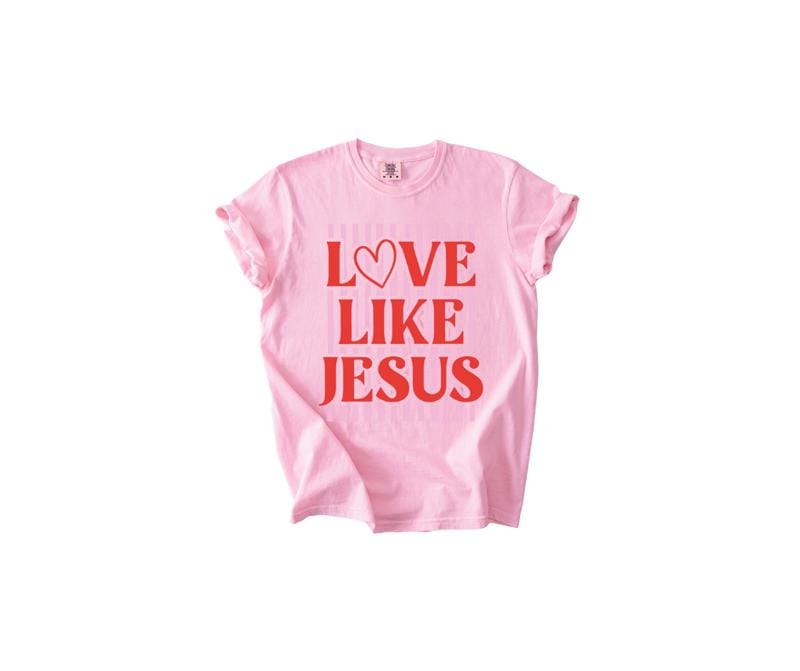 Love Like Jesus Preppy Valentine's Day Puff Print Design T-shirt or Sweatshirt