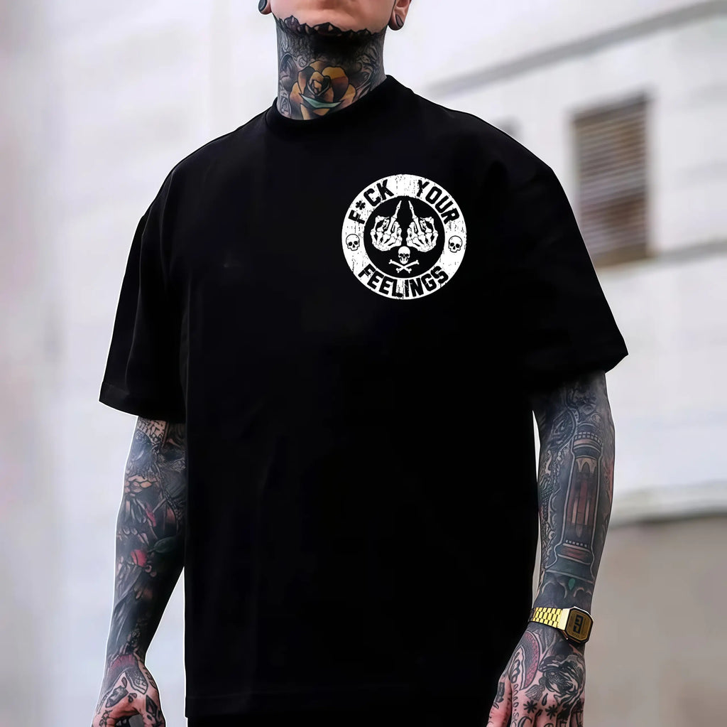 F*ck Your Feelings Skull Tee - Bold Statement Graphic T-shirt | Limited Edition Streetwear Casual Angel graphic tee shirts men