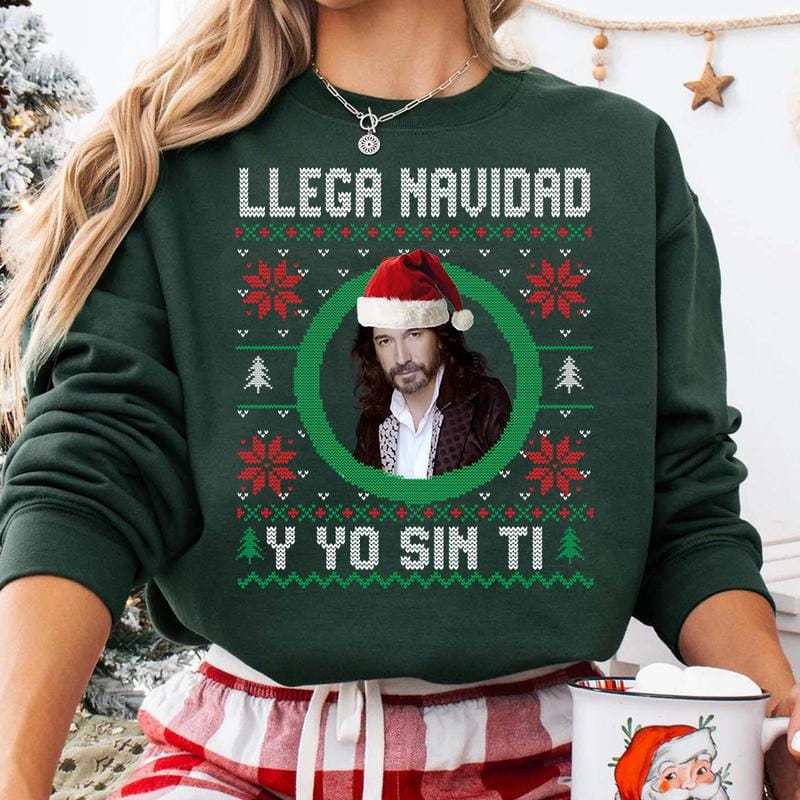 Llega Navidad Y Yo Sin Ti Sweatshirt, lustiger spanischer Weihnachtspullover, Latino-Weihnachtsgeschenk, Camisa De Navidad, Marco Antonio Solis Shirt, hässlicher Weihnachtspullover, Geschenk für Männer und Frauen 