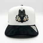 Alpha Wolf Hut Lobo Entre Ovejas Corrido Style Snapback Premium Schwarz-Weiß Kappe mit Wolfsaufnäher