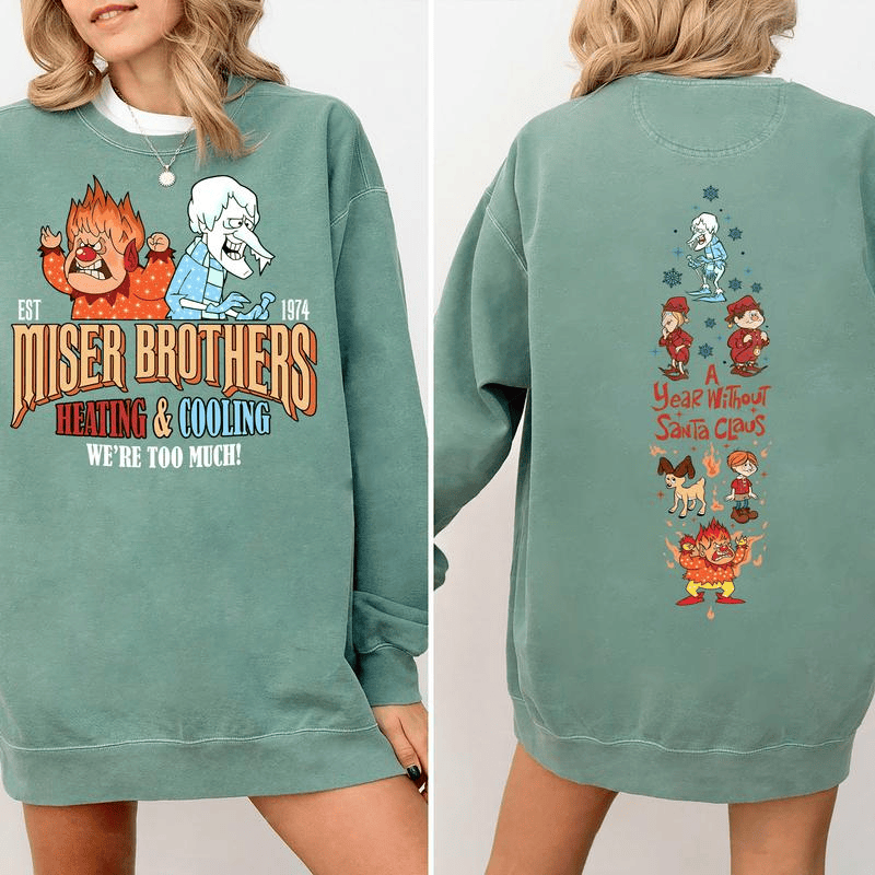 Vintage Sweatshirt „Ein Jahr ohne Weihnachtsmann“, Miser Brothers Shirt, Retro-Weihnachtshoodie, Snow Miser Heat Miser Sweatshirt, Heating and Cooling Miser Shirt 