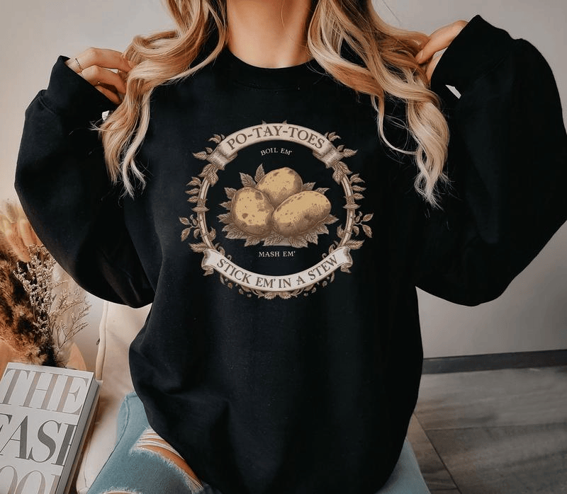 Herr der Ringe Kartoffel-Shirt, lustiges Hobbit-Zitat-T-Shirt, Geschenk für Tolkien-Filmfans, Vintage-Design, rustikales Design, gemütliches Unisex-T-Shirt 