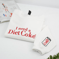 Witziges Sweatshirt mit Stickerei „Ich brauche eine Diät-Cola“ – Sarkastischer Rundhalsausschnitt für Koffeinliebhaber und Meme-Fans 