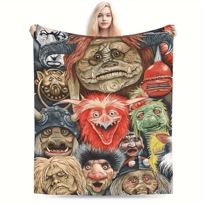 Labyrinth-Filmdecke aus Flanell, Jareth Goblin King-Design, ultraweich, für jede Jahreszeit geeignet, Geschenk für Fans, Couch, Bett, Büro, Reisen, Fantasy-Dekoration