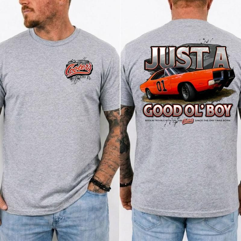 Just A Good Ol’ Boy” General Lee 01 T-shirt, Dukes of Hazzard 1979 Retro Shirt, Perfect 2 sided Tee For Classic TV Lovers, Old School Style, Gift For Him