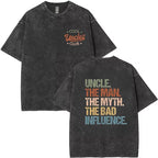 Cool Uncles Club – Der Mythos vom schlechten Einfluss – Doppelseitiges T-Shirt, Lustige Geschenke für Onkel, Bestes Onkel-Shirt aller Zeiten, Cooles Onkel-T-Shirt, Baumwoll-T-Shirt als Geschenk für Onkel 