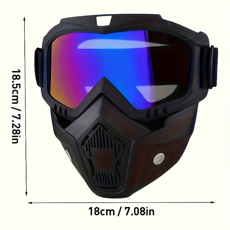 Anti-fog HD Lens Full Face Goggle Detachable Adjustable Ski Mask Comfort Sponge Pad Plastic Material