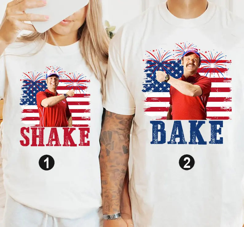 Shake and Bake 4th of July Matching Tee - Funny Couples Graphic T-Shirt
