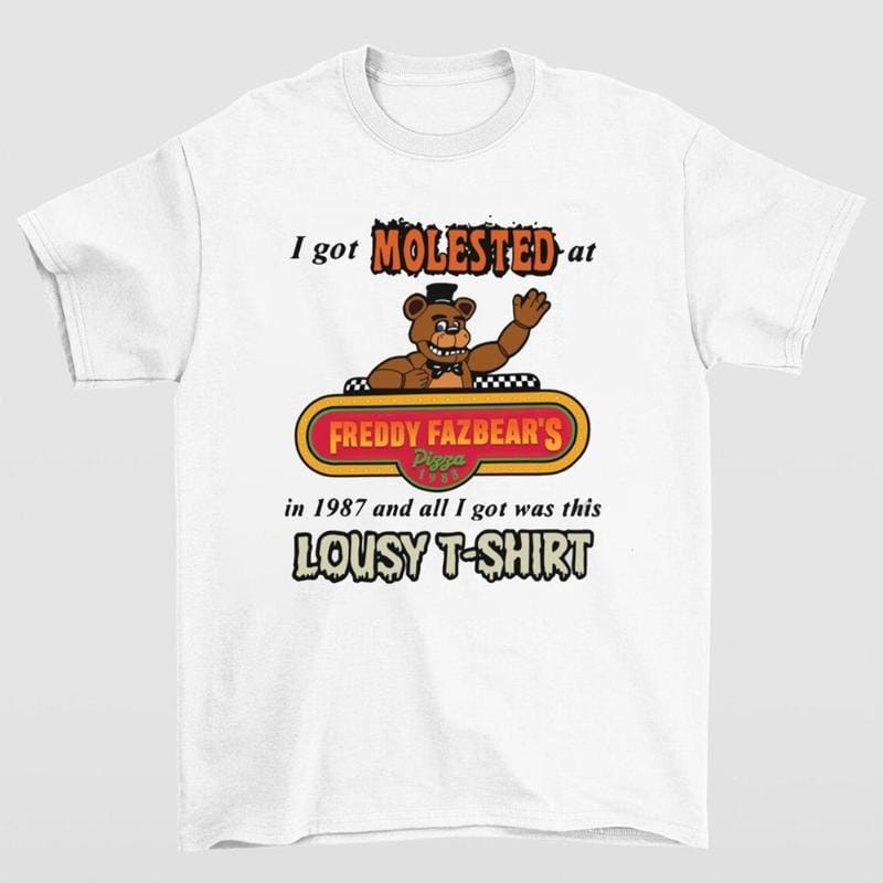 Ich wurde 1987 bei Freddy Fazbear's sexuell belästigt und alles, was ich dafür bekam, war dieses miese Shirt mit schwarzem Humor. Y2K-Mode, Streetwear, bequemes, lässiges Top im Trend. 