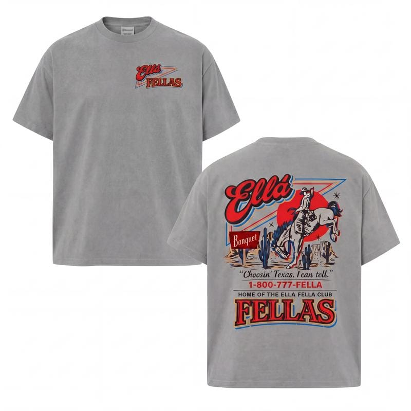 Ella Fella Club Shirt 1-800-777-Fella Dandelion Graphic Choosing Texas Vintage Indie Tee