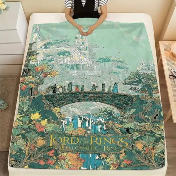 Herr der Ringe Flanelldecke mit Mittelerde-Landschaftsmotiv, ultraweich und warm, ganzjährig bequem, ideal für Sofa, Bett, Sessel oder als Dekoration. Strapazierfähig, maschinenwaschbar und langlebig. Hochwertige, ultraweiche Kuscheldecke.