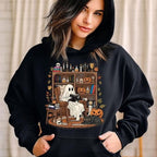 Retro-T-Shirt mit gemütlichem Geistermotiv für Halloween, Sweatshirt mit Adeline-Motiv, Hoodie mit Geistermotiv für die Herbstbibliothek 