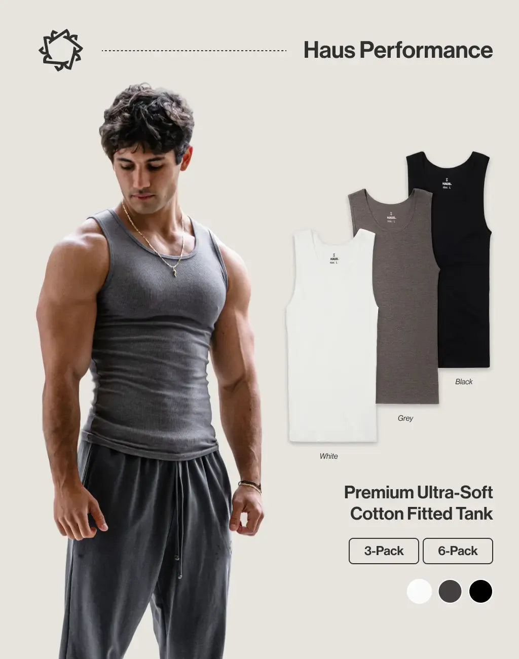 Premium Ultra-Soft Cotton Fitted Tanks 3 Pack / 6 Pack