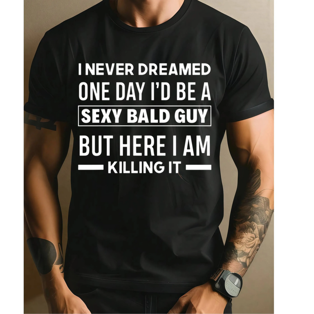 Casual Bald Head Print T-Shirt – Soft Cotton Crew Neck Tee Ideal for Sports, Birthdays, Gifts, and Everyday Wear