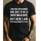 Casual Bald Head Print T-Shirt – Soft Cotton Crew Neck Tee Ideal for Sports, Birthdays, Gifts, and Everyday Wear