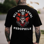 T-Shirt und Sweatshirt „Tot, dein örtlicher Pädophiler“ – Skelett-Print, 2-seitig, Herren 