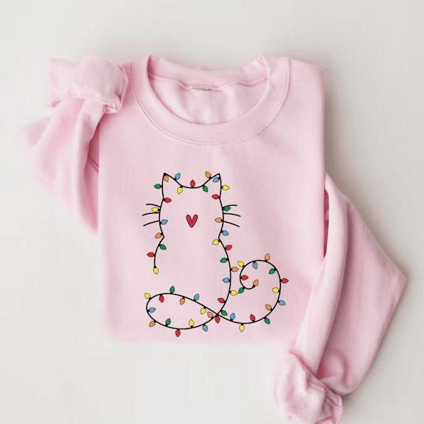 Niedliches Katzen-Weihnachts-Sweatshirt für Damen, das perfekte Geschenk für Katzenliebhaber, mit festlichem Weihnachtsmotiv und süßer Weihnachtsgrafik für gemütliche Wintertage 