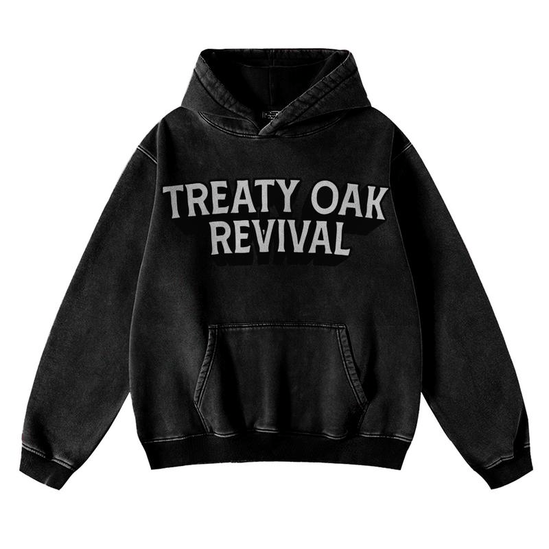 Retro Treaty Oak Revival Western Hoodie, 100 % reine Baumwolle, dick, strapazierfähig, lockere Passform, Vintage-Bar-Cowboy-Grafik, Hoodie für Rockmusik-Fans, Frühling und Herbst 