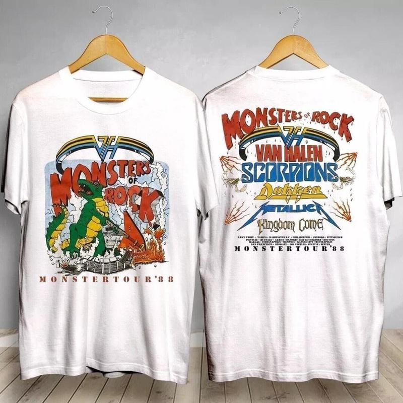 [SALE UP TO 30%] Monsters of Rock Tour 1988 Vintage Van Halen Concert T-Shirt Unisex Shirt Made Using 100% US Cotton, Design & Printed In The USA.