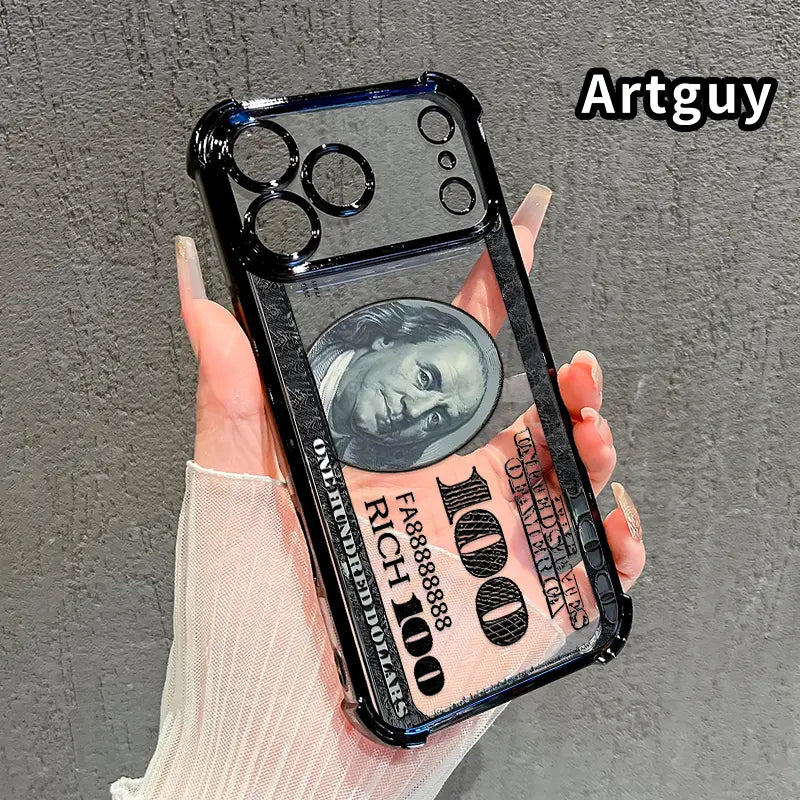 Numbers and Patterns Pattern Four Corner Anti-Fall Phone Case Transparent Electroplated Protective Cover for iPhone 17 Pro Max Air 16 15 Plus 14 13 12 11 E