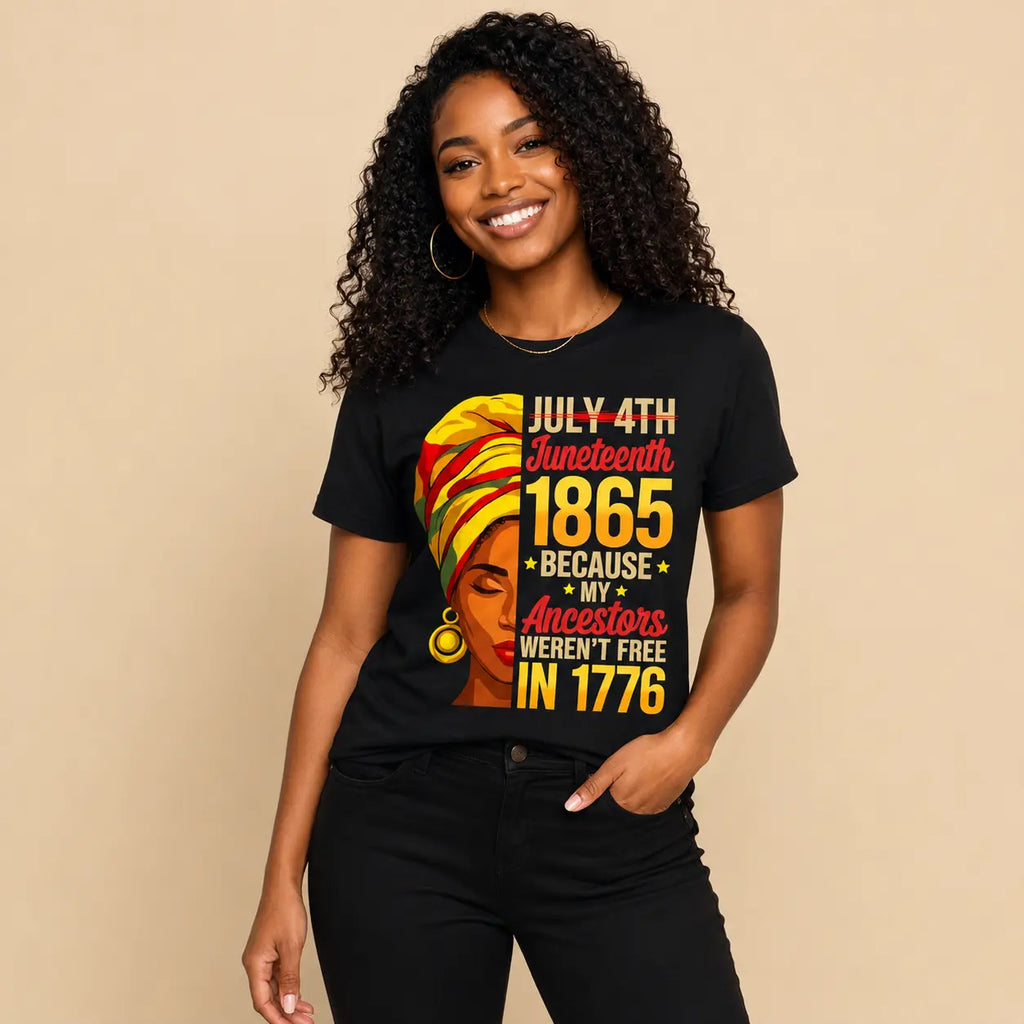 Juneteenth 1865 Freedom Day Graphic T-Shirt, Trendy Printed T-Shirts for Men & Women, Black History Celebration Tee, Cute Tops & Women's Printed Tees, Cultural Heritage Print, Loose Fit Cotton Unisex Shirt