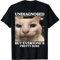 Undiagnostiziert, aber alle sind sich ziemlich sicher: Lustiges, albernes Katzen-Meme-Sommer-Freizeit-Kurzarm-Baumwoll-T-Shirt 