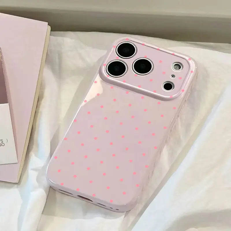 Cute Polka Dot And Heart Themed Phone Case Slim Lightweight And Scratch-Resistant For Everyday Use Minimalist And Cute Design For Apple 17 16 15 14 13