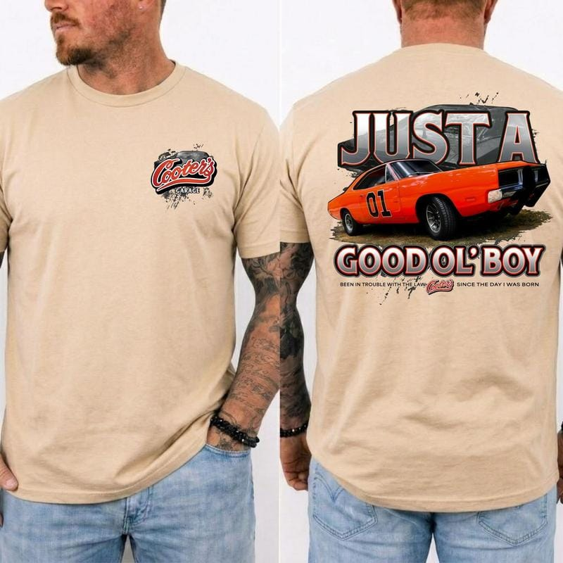 Just A Good Ol’ Boy” General Lee 01 T-shirt, Dukes of Hazzard 1979 Retro Shirt, Perfect 2 sided Tee For Classic TV Lovers, Old School Style, Gift For Him