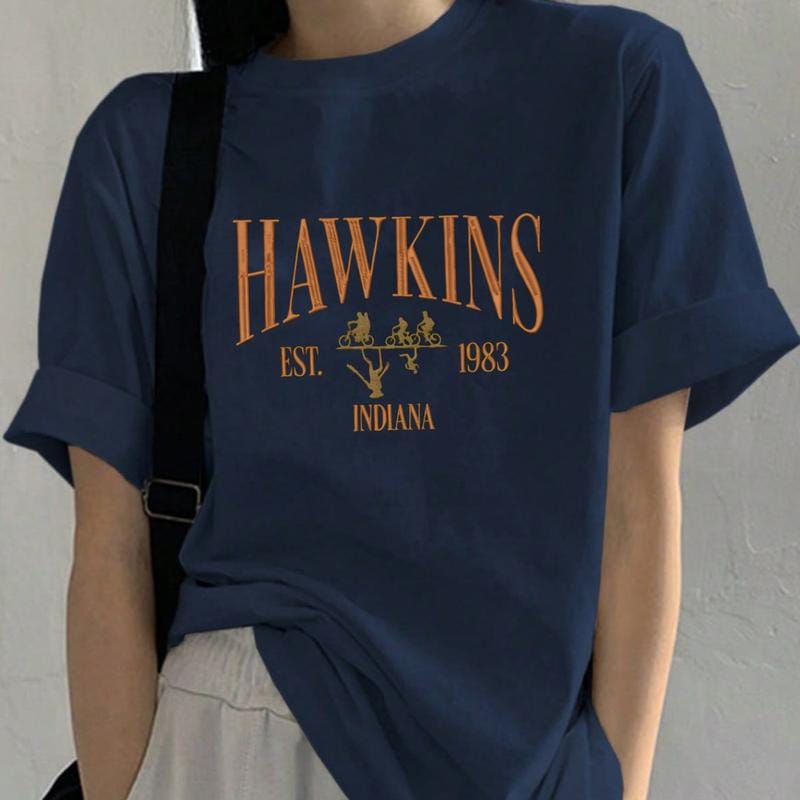 Embroidery Hawkins Indiana 1983 Sweatshirt, Strang.er Movie Shirt Thin.gs, Vintage Things Movie Merch Strang.er, Hawkins India.na 1983 Est 100% Cotton