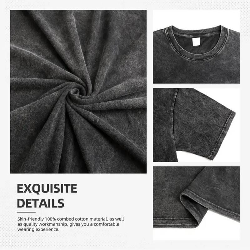 Schwarzes Katzen-Blumenmuster, lustiger Print, Vintage-gewaschenes T-Shirt aus reiner Baumwolle im Y2K-Stil, amerikanischer Streetstyle, geeignet für Damen und Herren. 