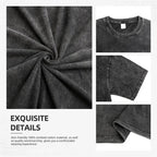 Schwarzes Katzen-Blumenmuster, lustiger Print, Vintage-gewaschenes T-Shirt aus reiner Baumwolle im Y2K-Stil, amerikanischer Streetstyle, geeignet für Damen und Herren. 